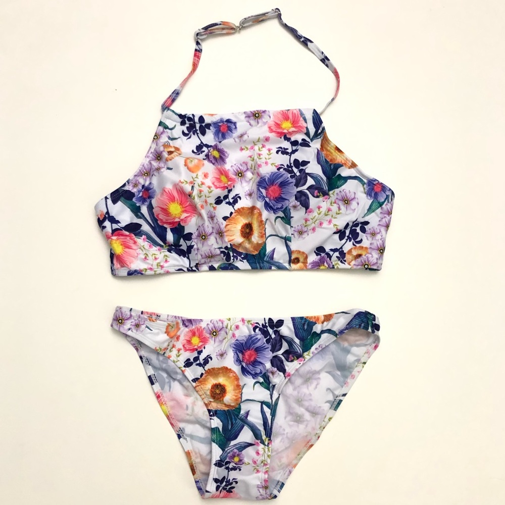 NWOT Floral Halter High neck Bikini M